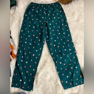Green Holiday PJ Pants with Ornament Pattern. Size M.
